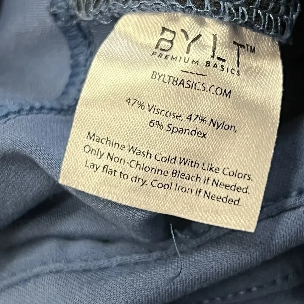 Bylt Everyday Pants 2.0 Medium Mens Blue Tapered Leg Nylon Blend Stretch 30x29